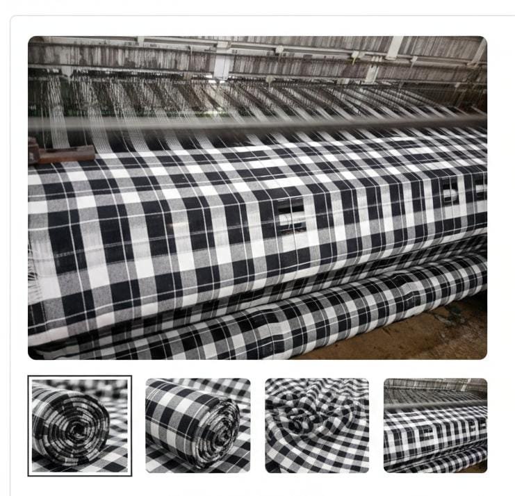 black and white checked Fabric Rolls